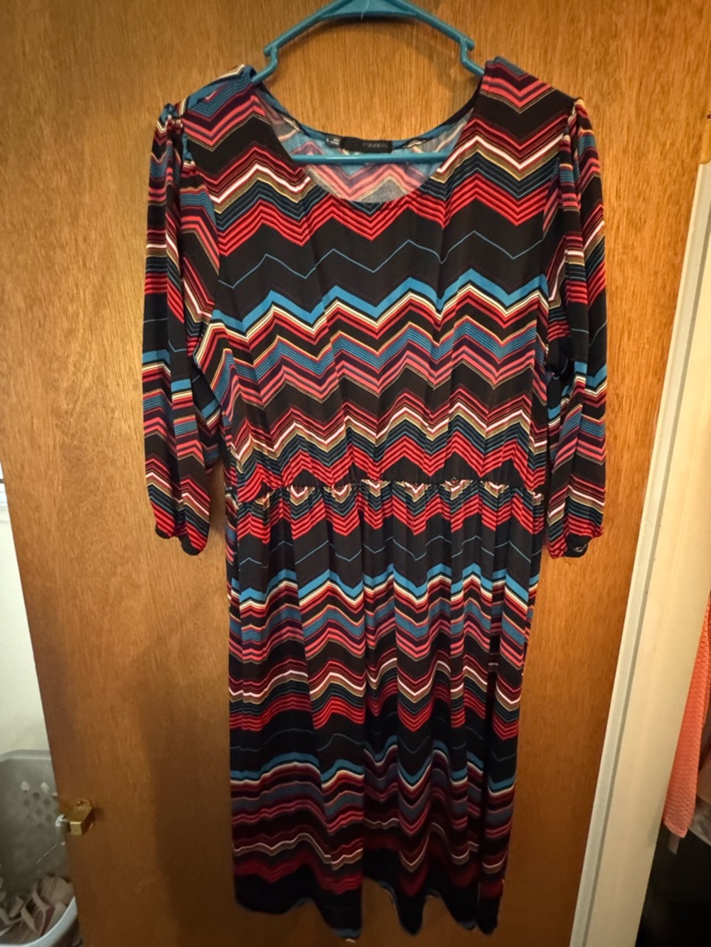 Maurices Chevron Maxi Dress in Black, Red, Blue